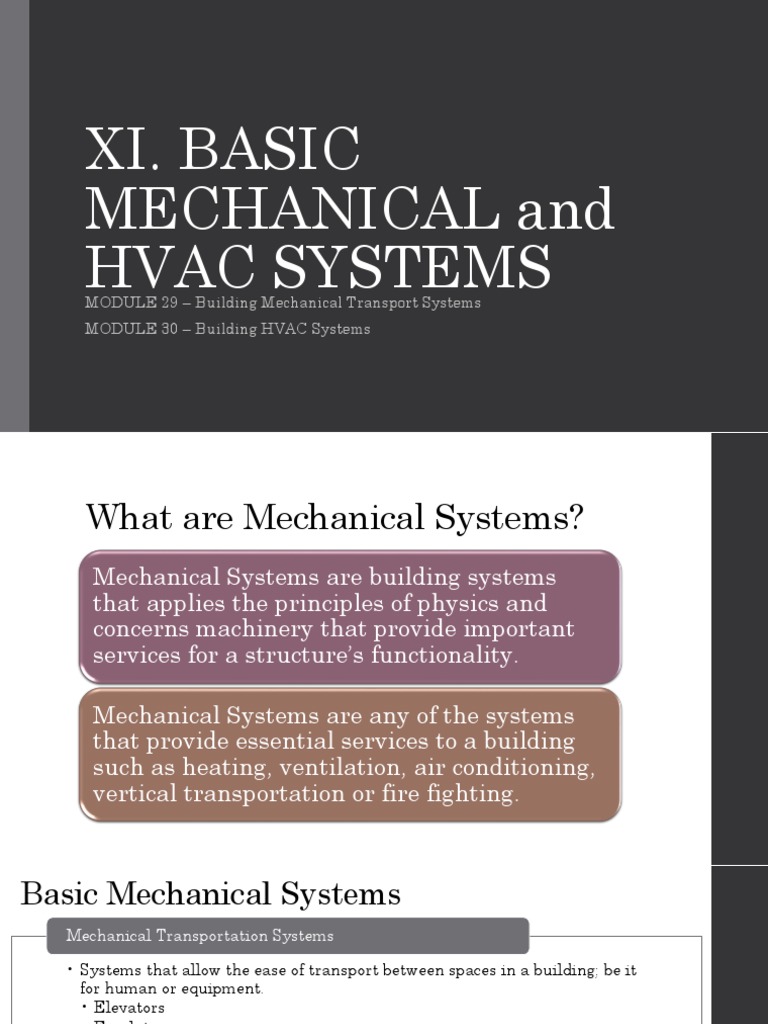 Overview of Mechanical and HVAC Systems | PDF | Elevator | Escalator
