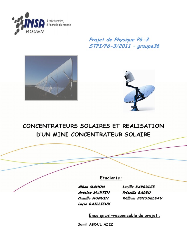 Mini concentrateur solaire : projet et étude | PDF | Énergie solaire ...