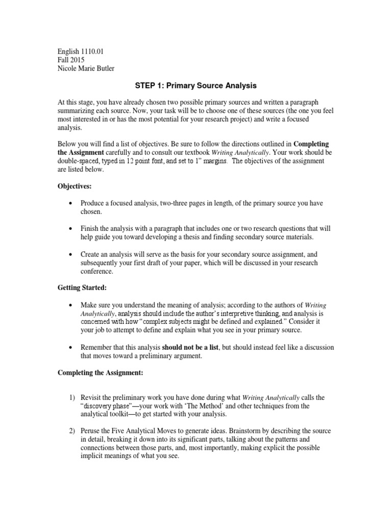 Instructions Primary Source  PDF  Primary Sources  Cognition