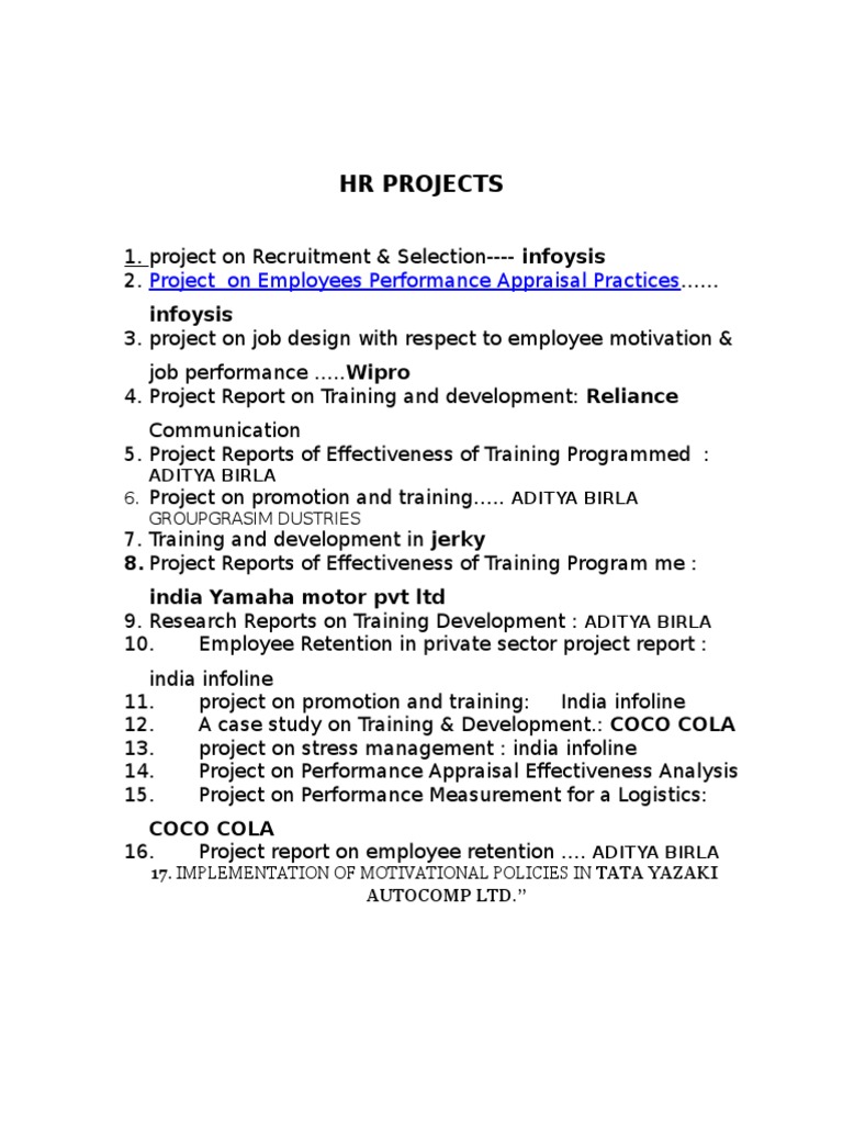 HR Projects: Project On Employees Performance Appraisal Practices | PDF