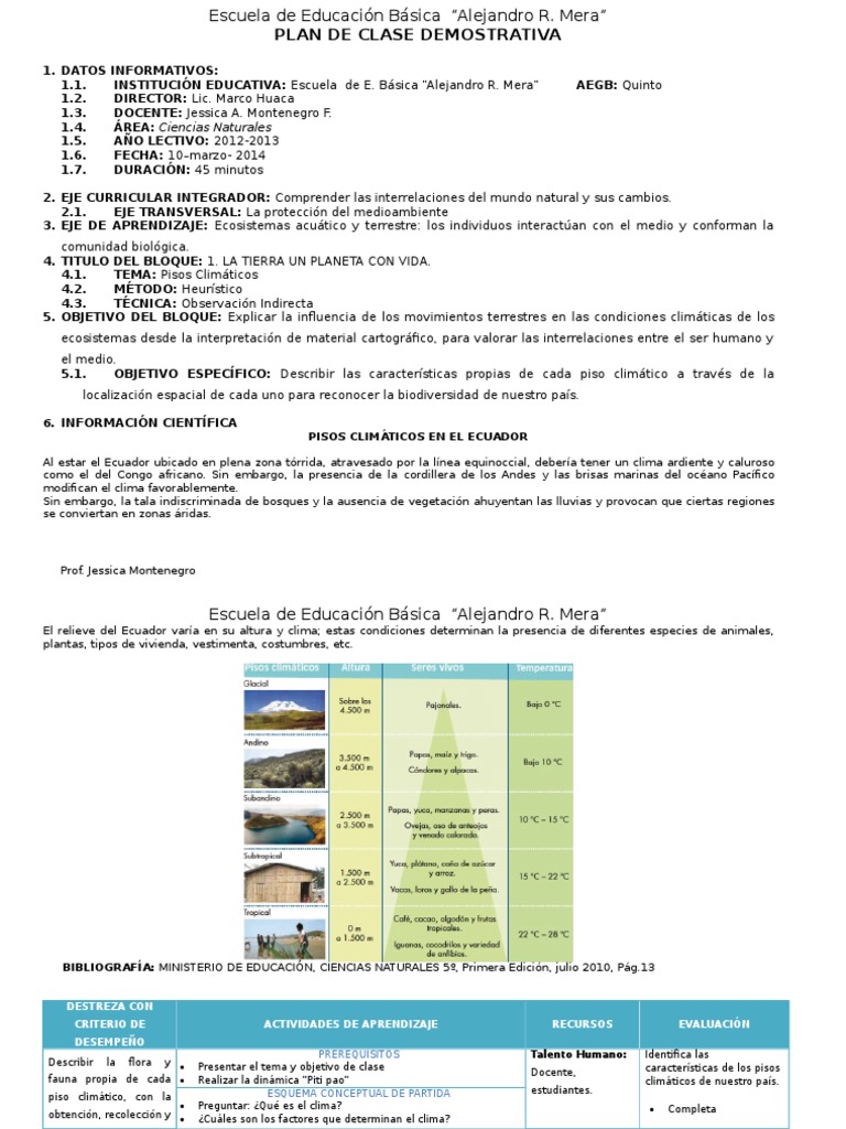 Plan de Clase Demostrativa | PDF | Clima | Tierra