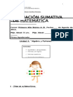 Evaluación Sumativa Matemática Unidad 4