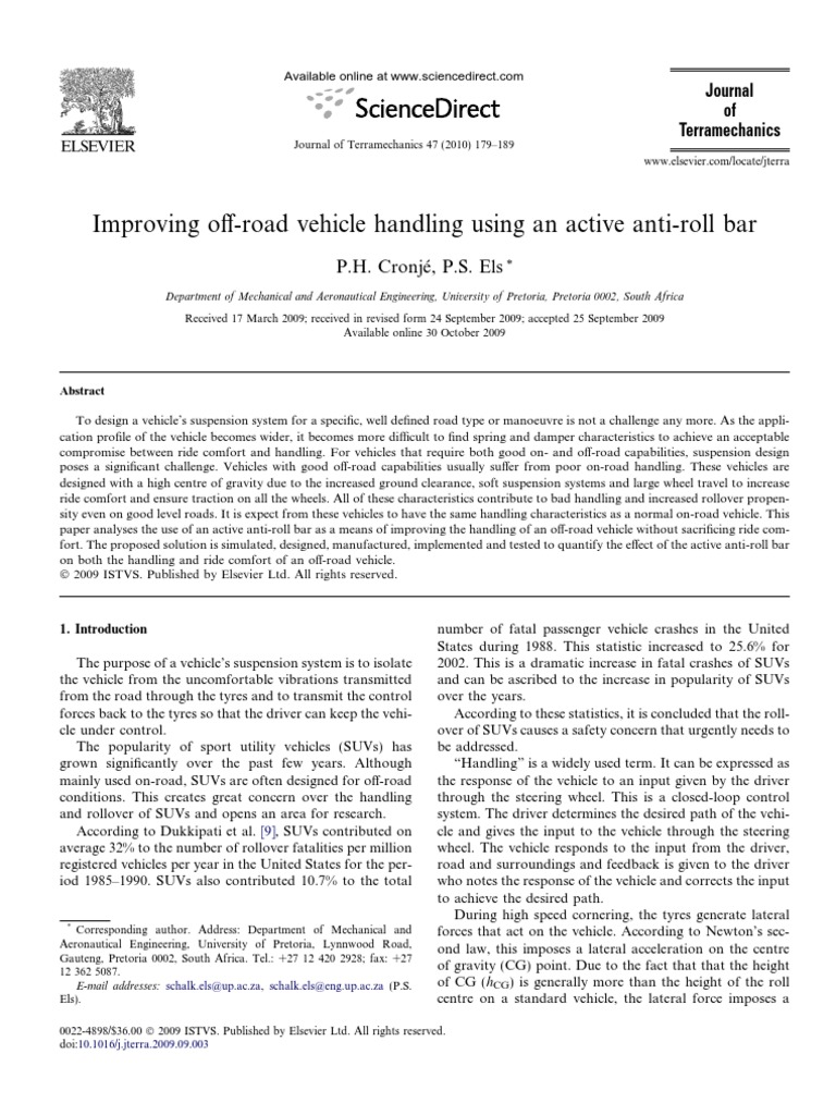 Active Anti-Roll Bar for SUVs | PDF | Suspension (Vehicle) | Simulation