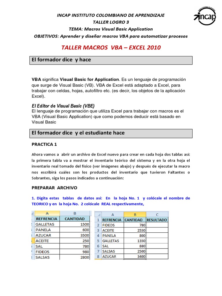 Crear Macros VBA en Excel 2010 | PDF | Visual Basic para Aplicaciones ...