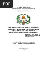 Implementación de Reactivos Químicos Para La Identificación de Drogas en La Felcc Del Distrito de Cochabamba