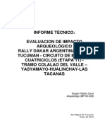 Cano 2015 - Informe Tecnico Estudio de Impacto Arqueologico - Rally Dakar 2015 Trayecto Motos Colalao-hualinchay 2