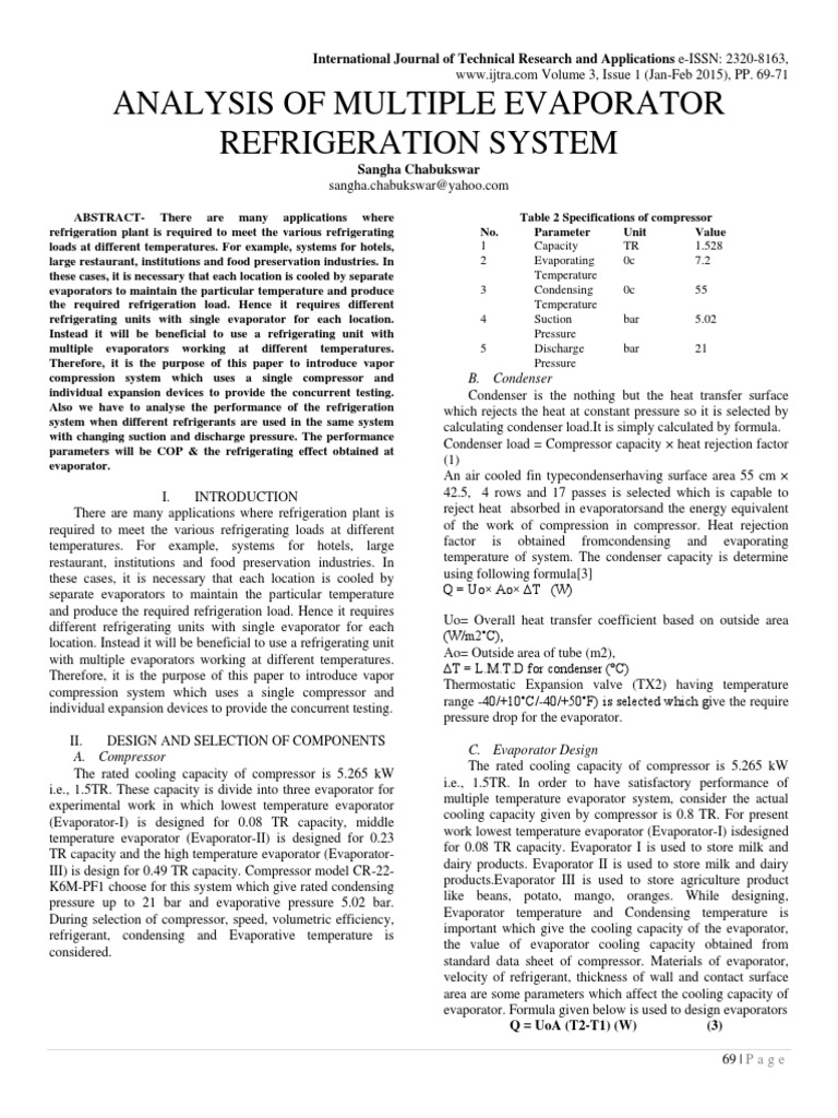 Analysis of Multiple Evaporator Refrigeration System PDF