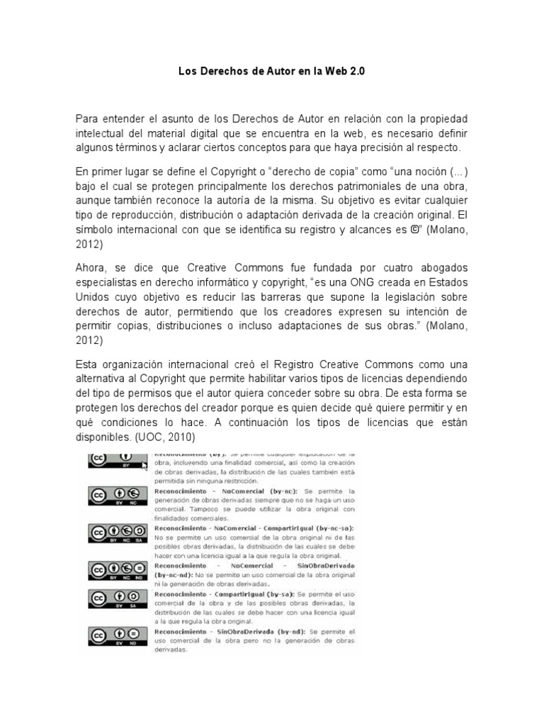 Derechos de Autor y Creative Commons | PDF | Creative Commons ...