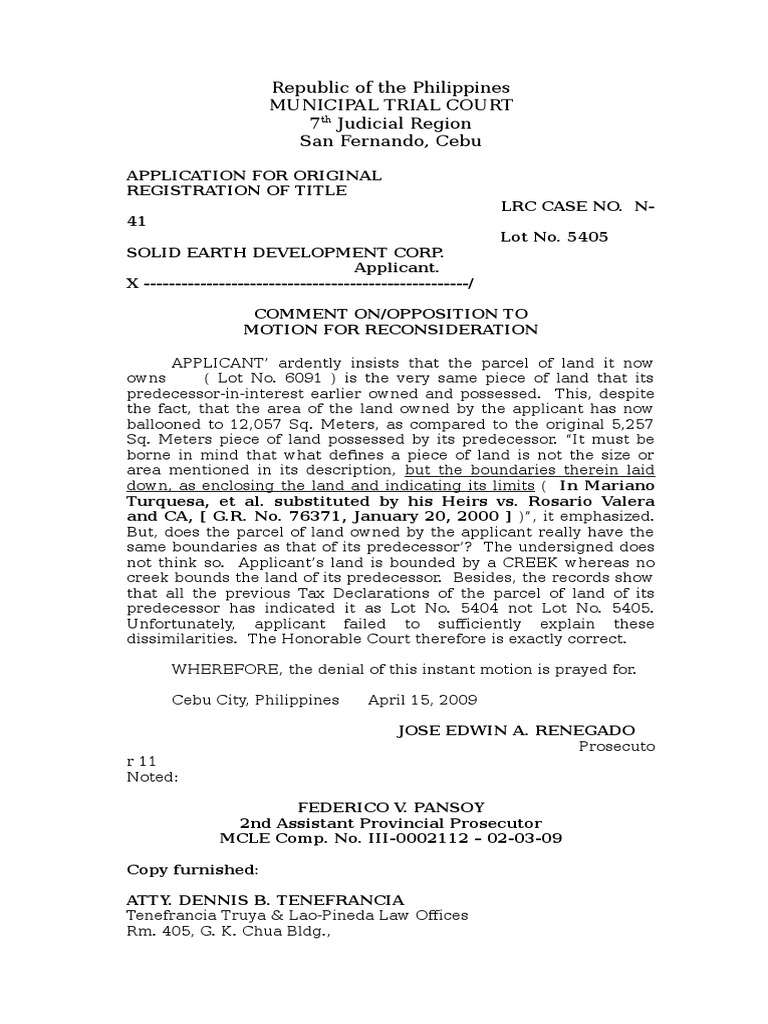 CommentMotion For Reconsideration Sedc N41 PDF