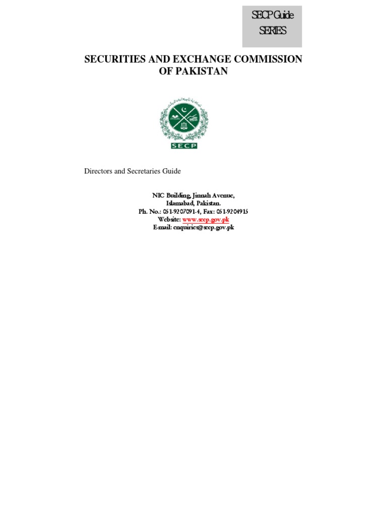 SECP Guide for Company Directors & Secretaries | PDF | Finance & Money ...