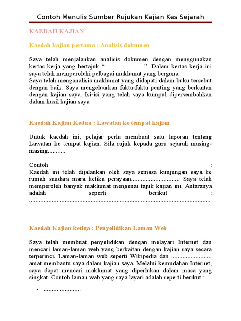 CONTOH KAEDAH KAJIAN CONTOH KAEDAH KAJIAN
