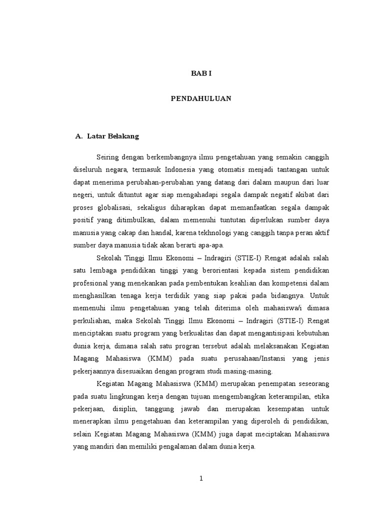 Contoh Laporan Kegiatan Magang Mahasiswa Kmm