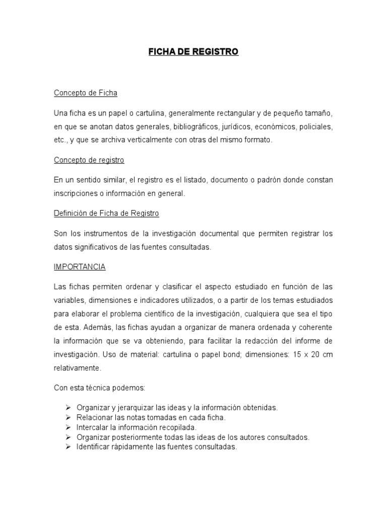 Ficha de Registro | PDF