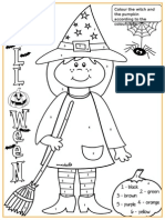 Colour The Witch and The Pumpkin According To The Colour Code