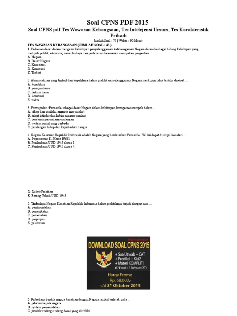 Kisikisi Soal Cpns 2015