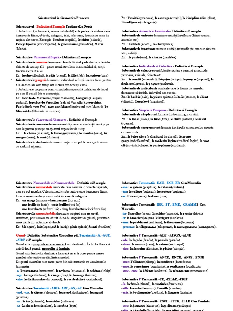 Substantivul in Gramatica Franceza | PDF