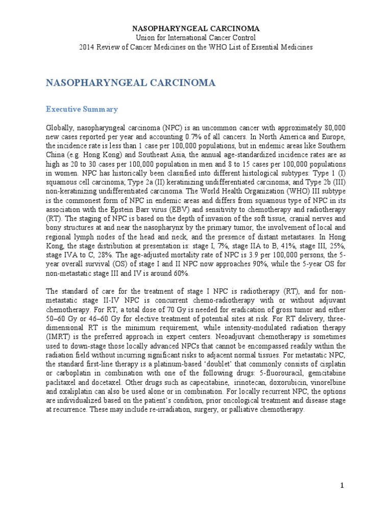 Nasopharyngeal Carcinoma Overview | PDF | Radiation Therapy | Chemotherapy