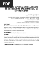 Condições Capacitadoras Da Criação Do Conhecimento Organizacional