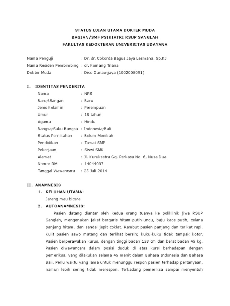 contoh status pasien psikiatri