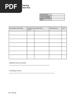 Business Analysis Work Plan