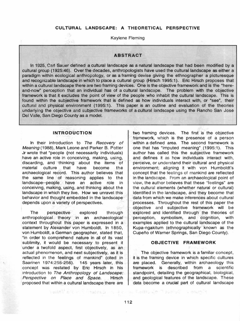 Cultural Landscape A Theoretical Perpsective | PDF