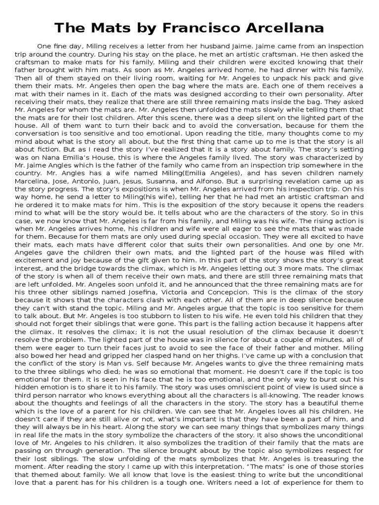 The Mats by Francisco Arcellana PDF Omniscience Narration