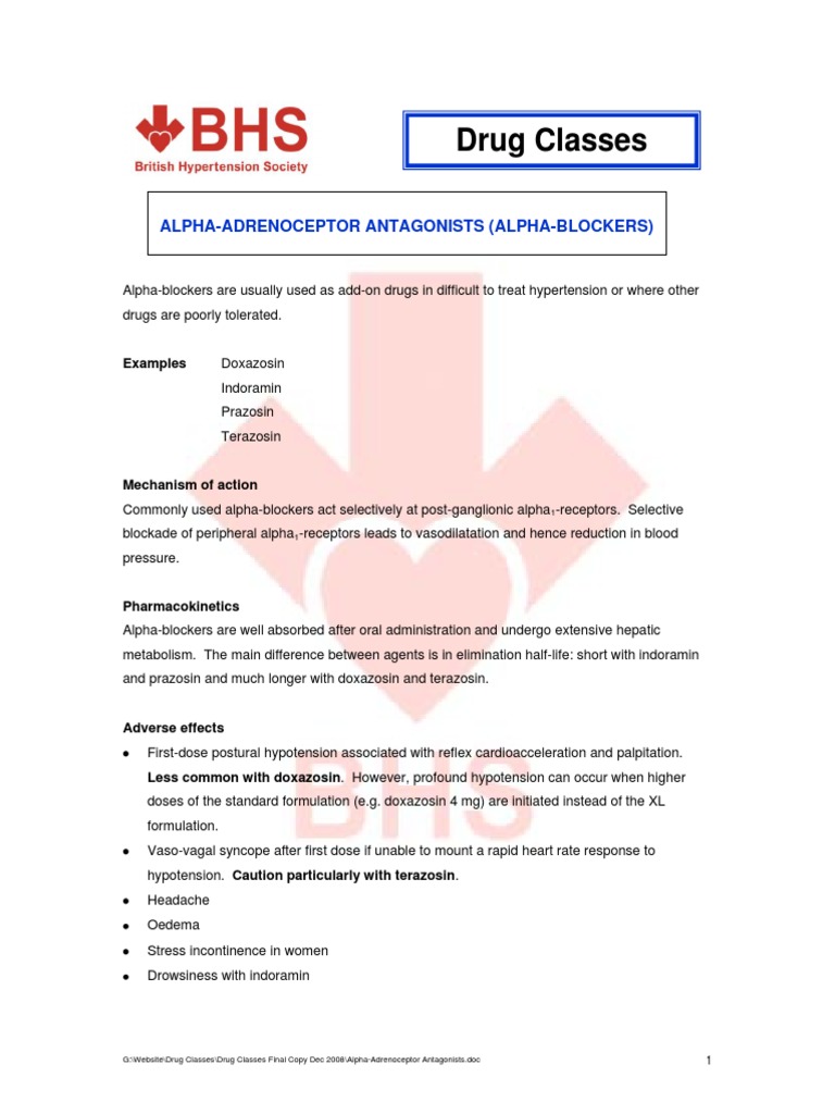 Alpha-Blockers: Uses and Adverse Effects | PDF | Self-Improvement