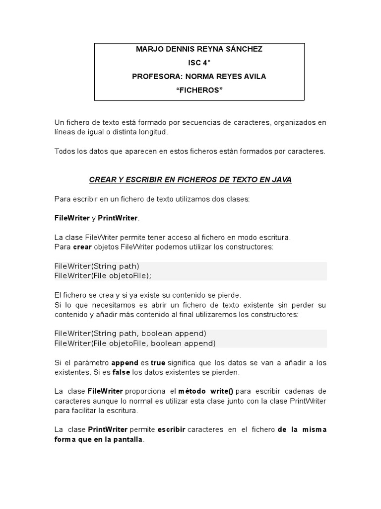 Leer y escribir ficheros en Java | PDF | Archivo de computadora | Java ...