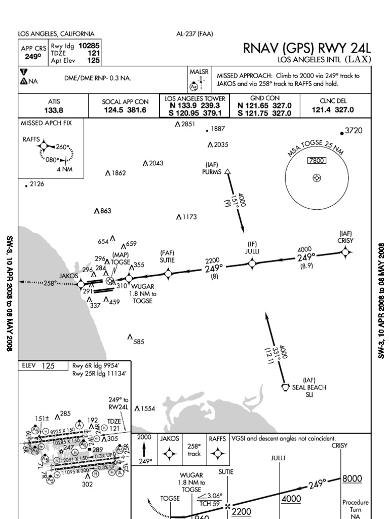 LAX RNAV (GPS) RWY 24L Approach Chart | PDF | Aerospace Engineering ...