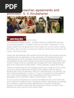 Sri Lanka Breaches Agreements and Promises!- S. v. Kirubaharan