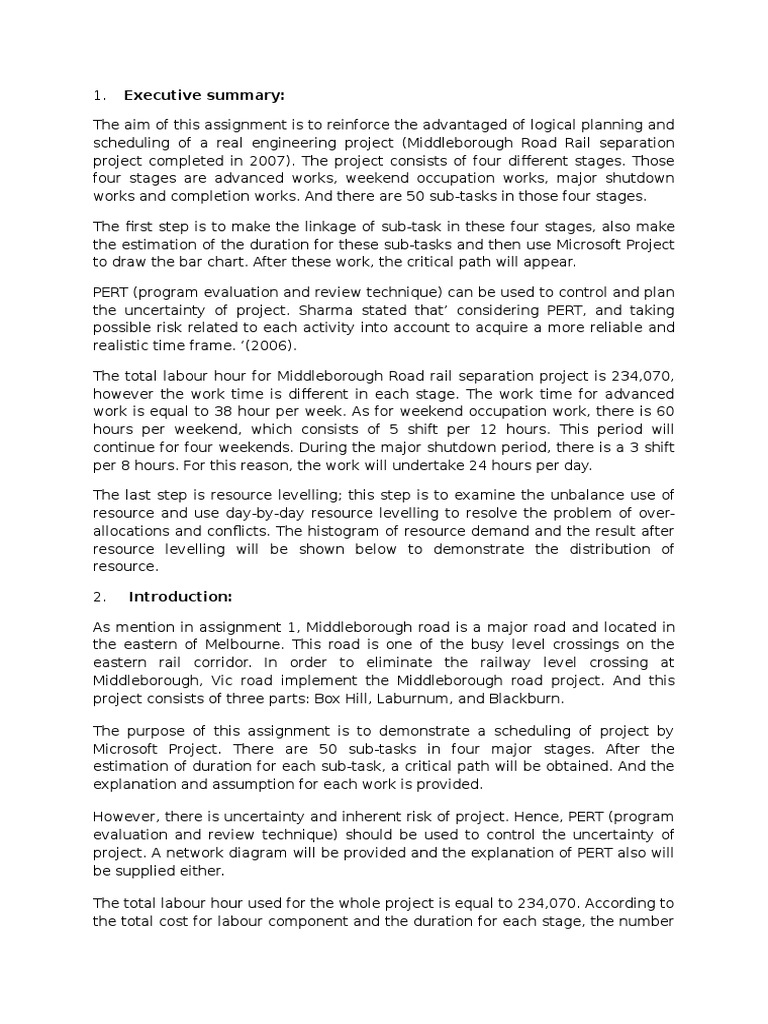 Middleborough Road Project Scheduling Guide | PDF | Transport | Business