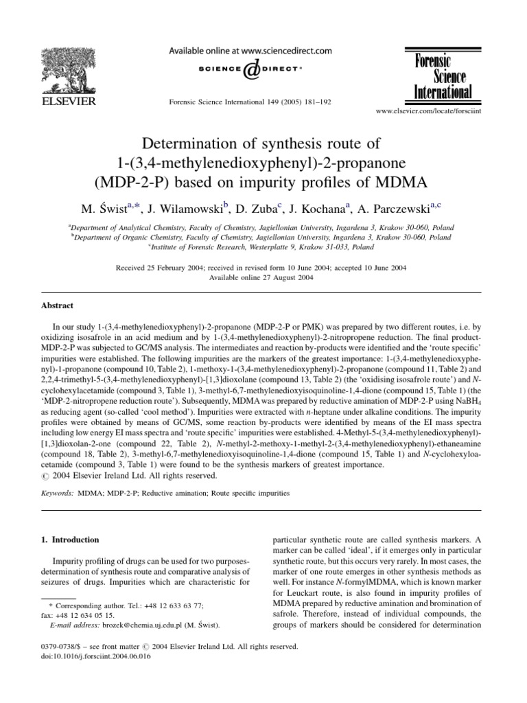 Determination of Synthesis Route of 1 - 3 4-Methylenedioxyphenyl - 2 ...