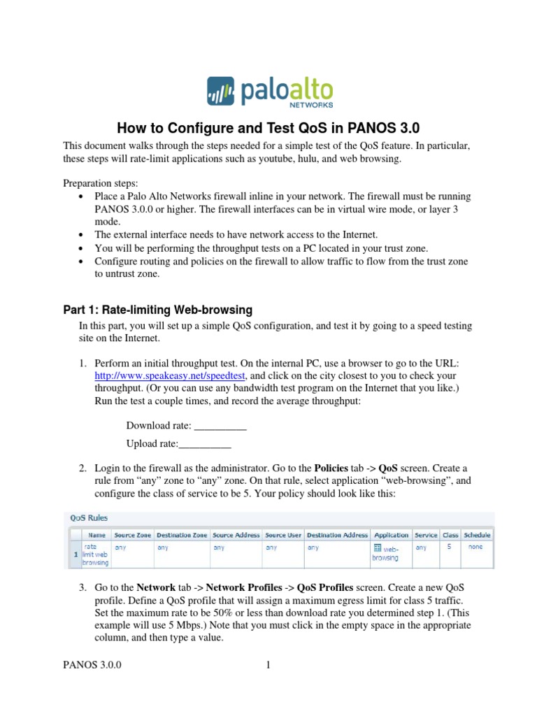 Configure and Test QoS in PANOS 3.0 | PDF | Quality Of Service | Web ...