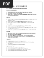 Chapter 2 ~ Nutrition 营养学: 2.1 Classes of Food and Their Functions