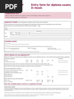 Trinity Music Diploma Entry Form - UK & International