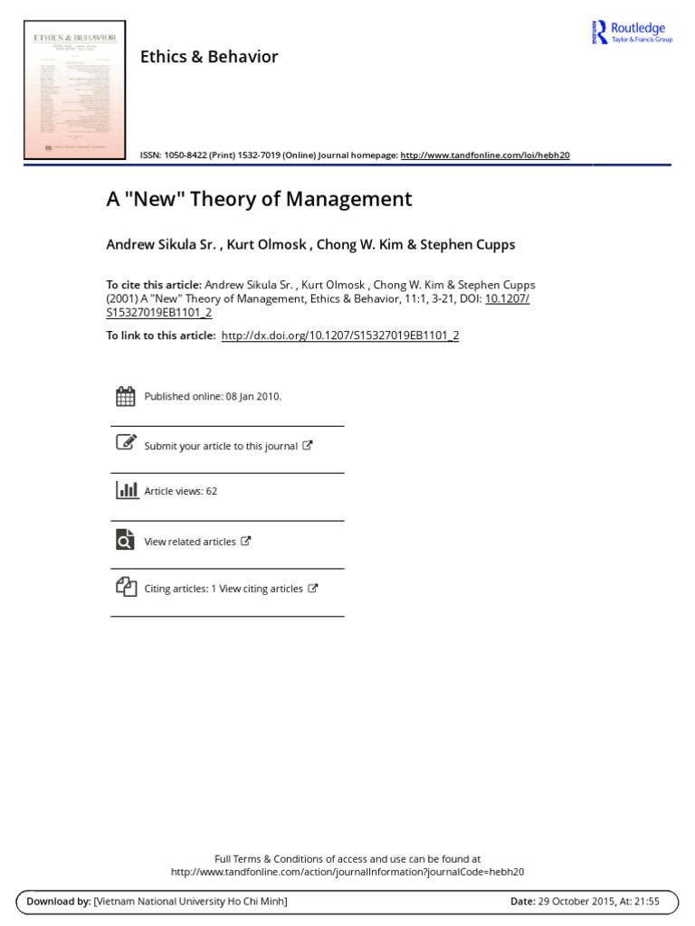 A New Theory of Management | PDF | Attitude (Psychology) | Motivation
