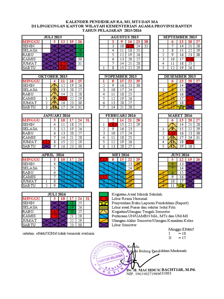 Kalender Pendidikan 2015 2016 Kemenag Banten