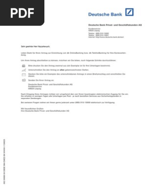 Antrag Db Onlinebanking Db Telefonbanking Pdf