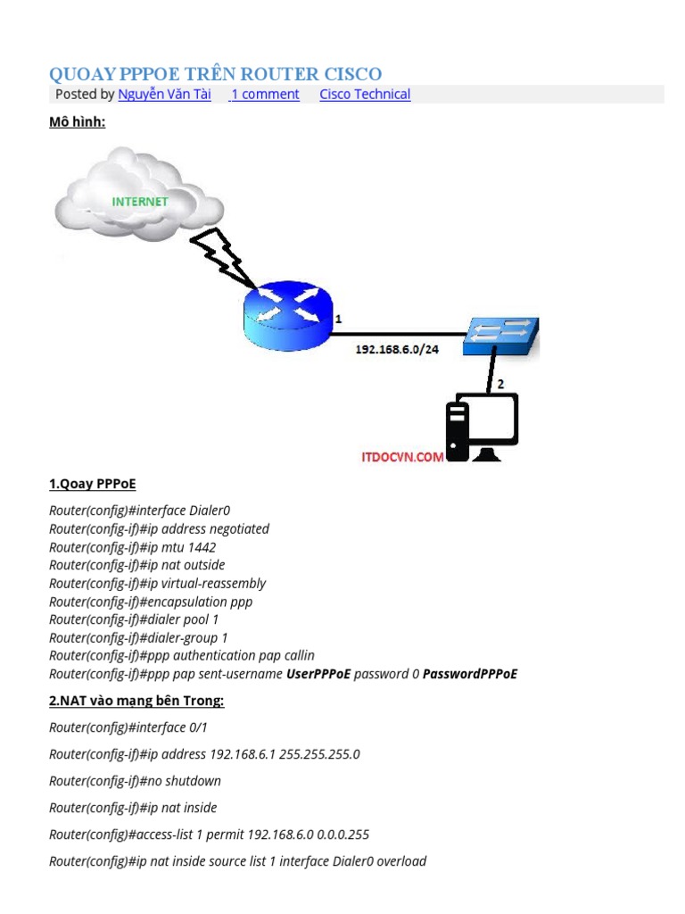 Quoay Pppoe Trên Router Cisco | PDF