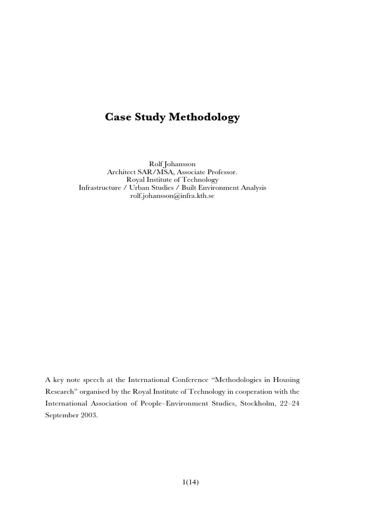 Case Study Methodology - Rolf Johansson Ver 2 | PDF | Positivism ...