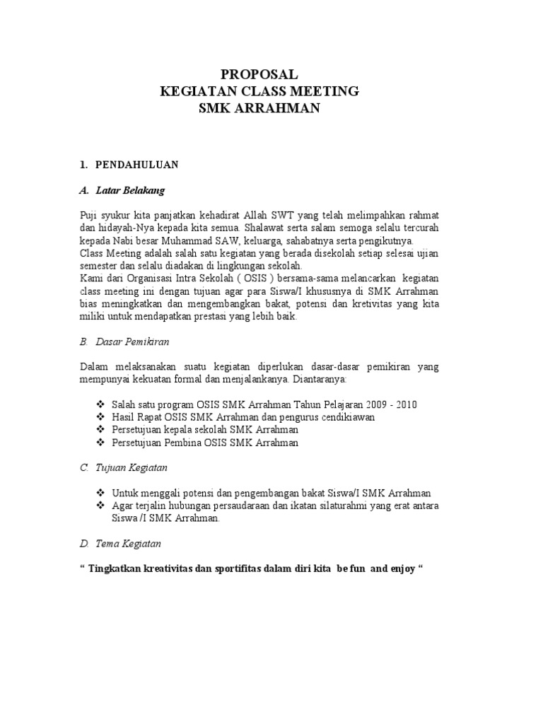 Proposal Class Meeting