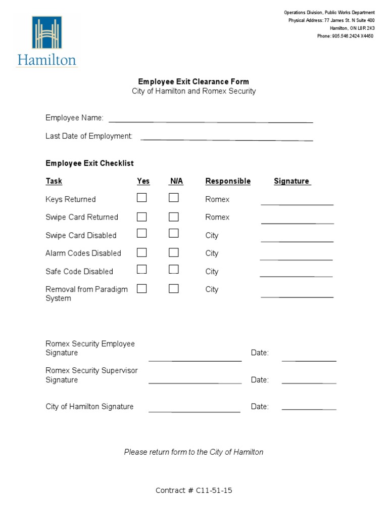 Employee Exit Clearance Form PDF