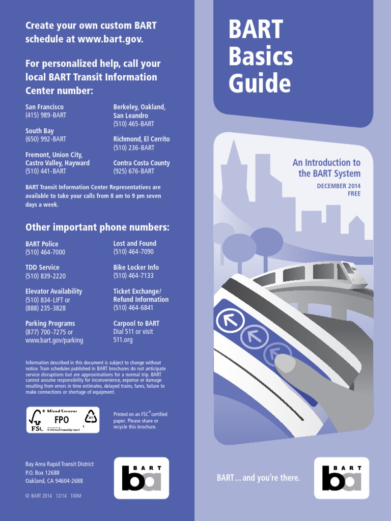 Bart Basic Guide Pdf Bay Area Rapid Transit Caltrain