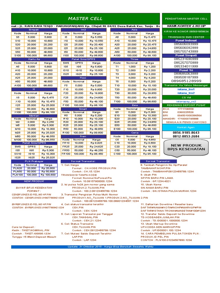 Master Cell Registration and Pricing | PDF