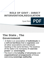 Role of Govt – Direct Intervention,Regulation