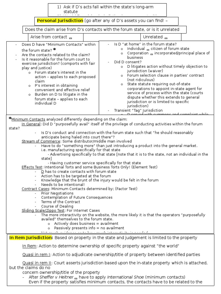 Civ pro 1 flowchart pdf diversity jurisdiction minimum contacts