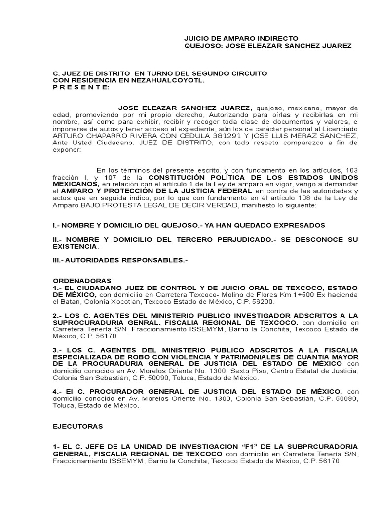 Amparo Indirecto Contra Orden de Aprehension | PDF | Caso de ley ...