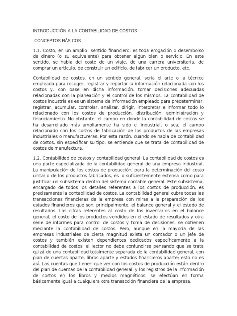 Introducción a la Contabilidad de Costos | PDF | Costo | Nómina de sueldos