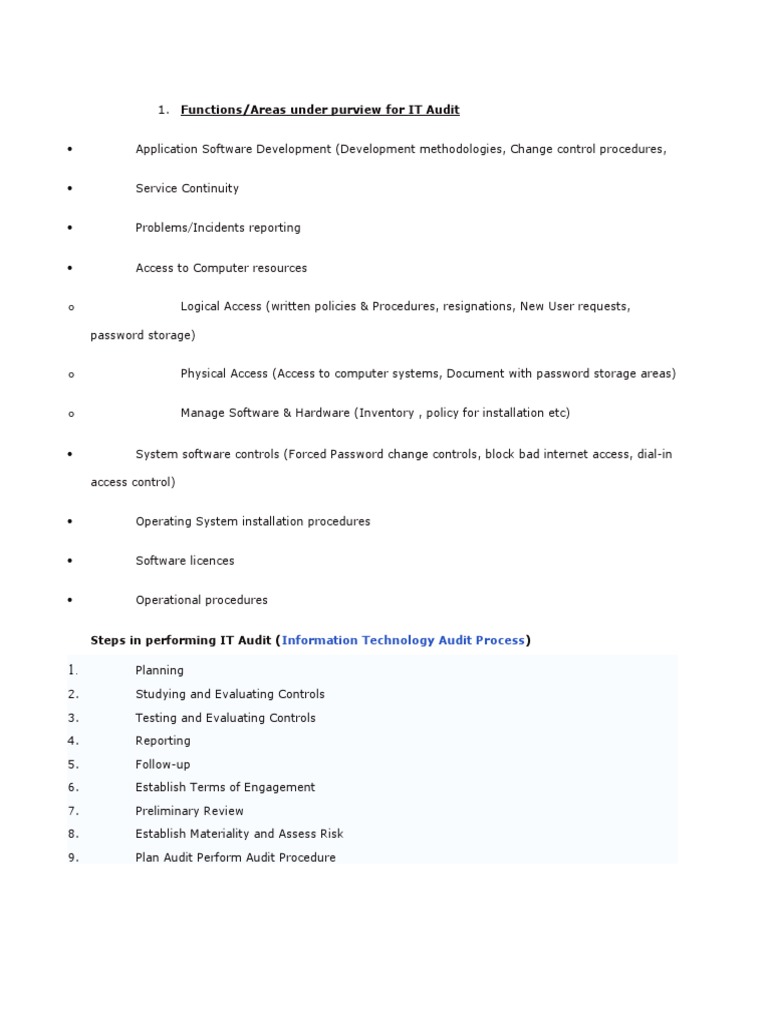 IT Audit Functions and Process Overview | PDF | Business | Computers