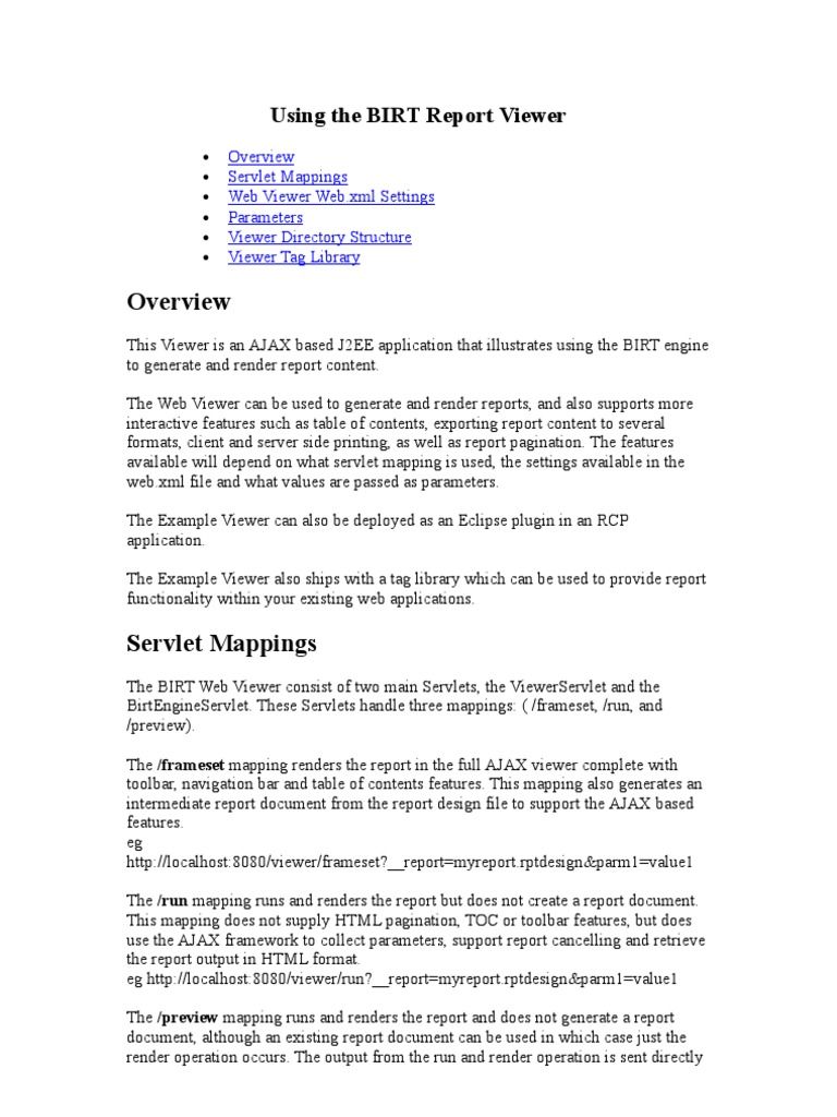 BIRT AJAX Report Viewer Guide | PDF | Html Element | Html